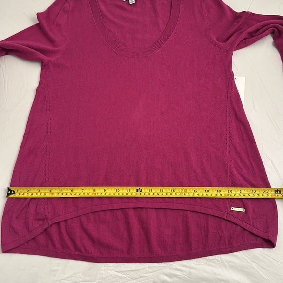 H by Halston magenta high-low scoop neck long sleeve sweater M - Picture 9 of 10